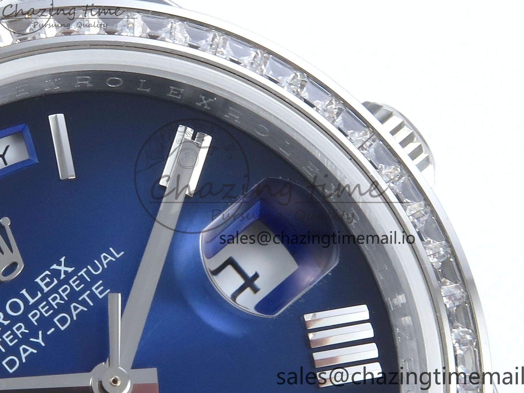 MiroTime 0409 Seasonal DayDate 40 SS QF 1:1 Best Edition Blue Black Dial Diamonds Bezel on President Bracelet A2836 V5 (Gain Weight) 482